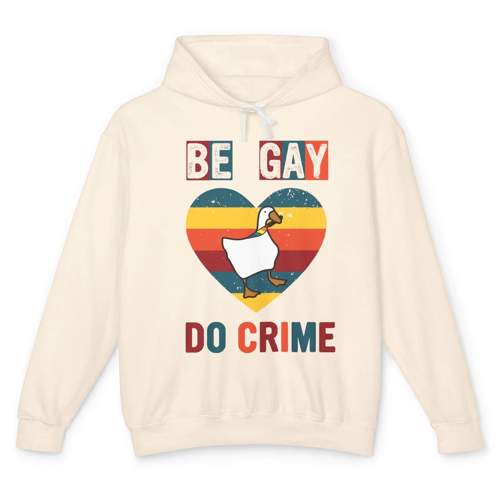 Vintage Duck Rainbow Be Gay Do Crime LGBTQ Community Rights Unisex Lightweight Hoodie