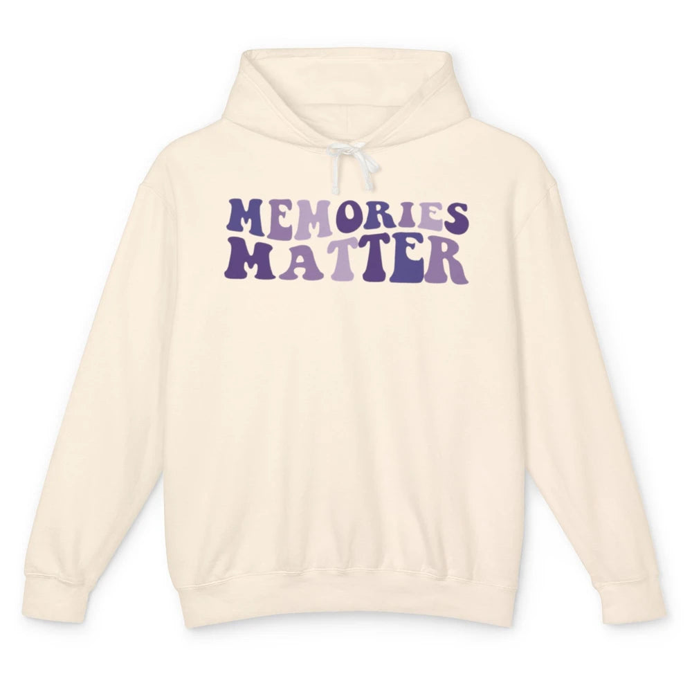 Alzheimer Awareness Groovy Memories Matter Purple Warrior Unisex Lightweight Hoodie