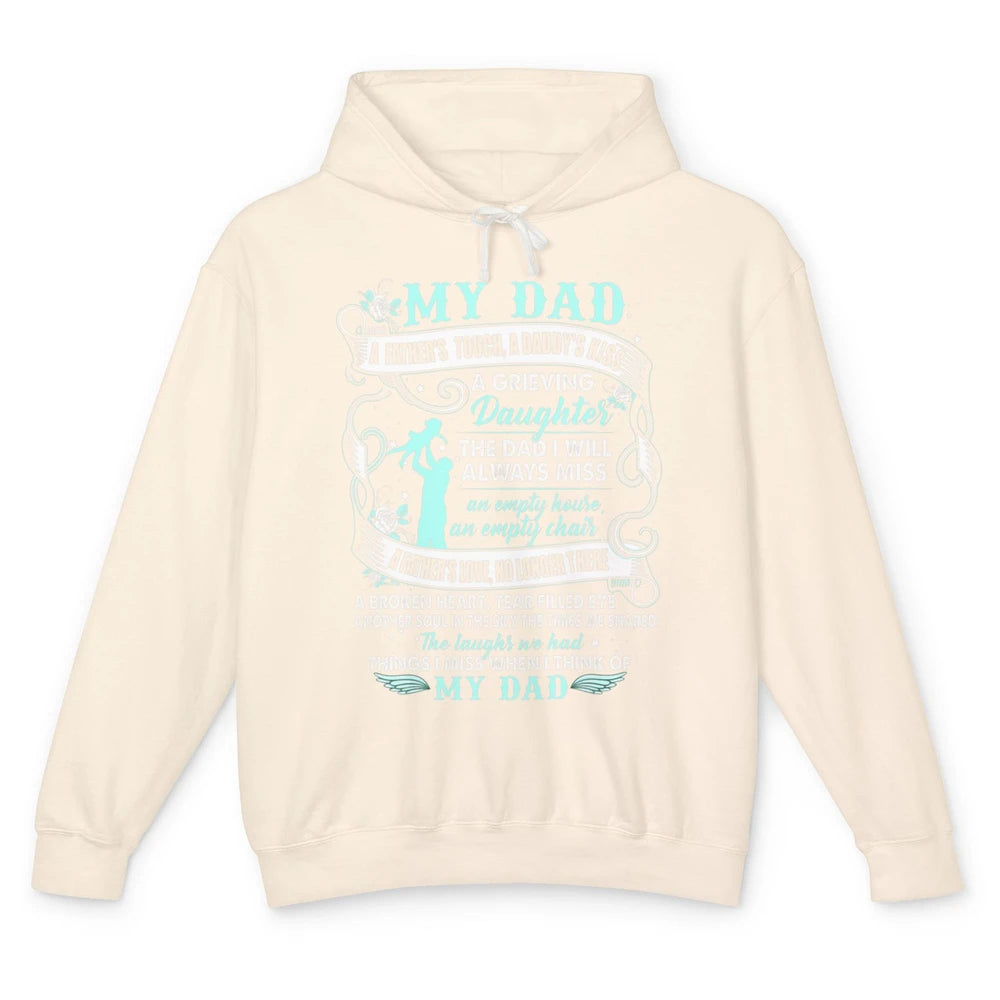 My Dad In Heaven Memories Daughter Son Loss Dad Fathers Day Unisex Lightweight Hoodie