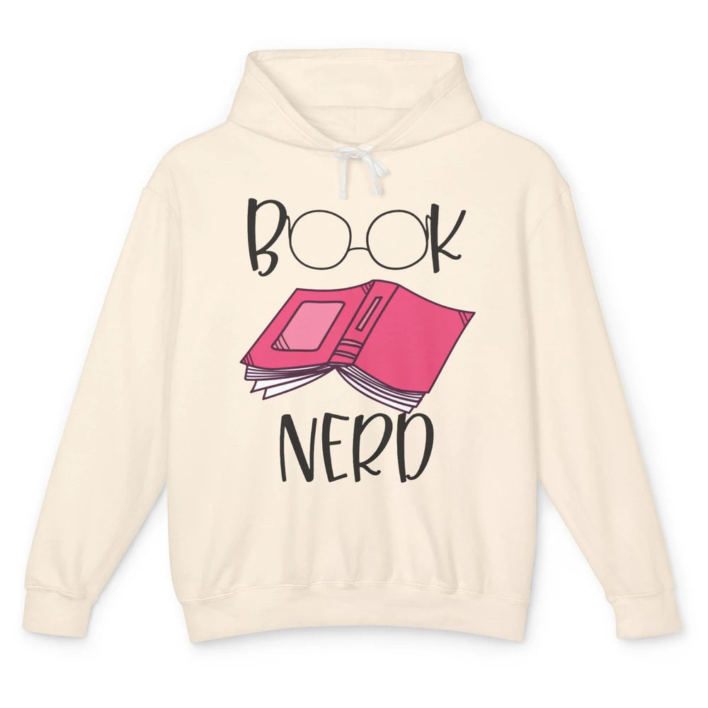 Funny Book Lovers Book Nerd Reading Glasses Librarian Girl Unisex Lightweight Hoodie