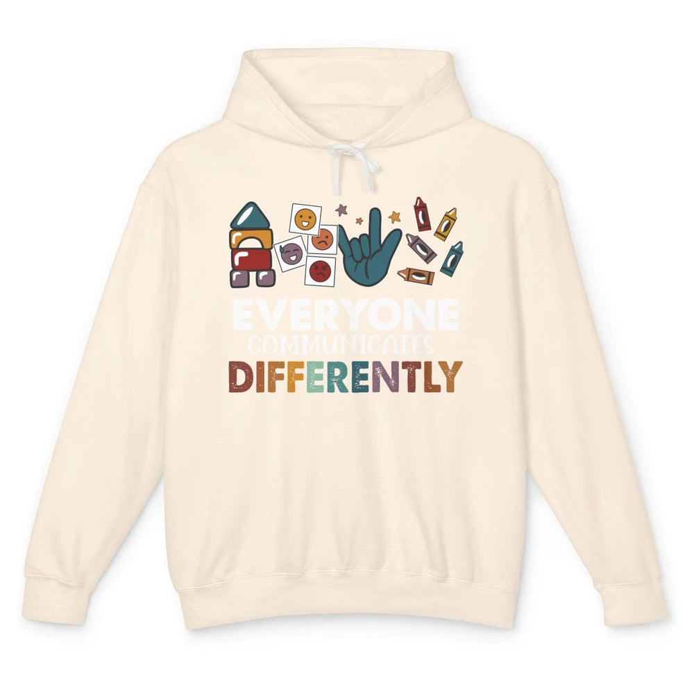 Sped Teacher ABA Everyone Communicates Differently Para BCBA Unisex Lightweight Hoodie