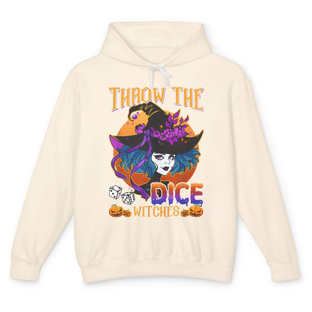 Retro Throw The Dice Witches Bunco Halloween Pumpkin Gothic Unisex Lightweight Hoodie