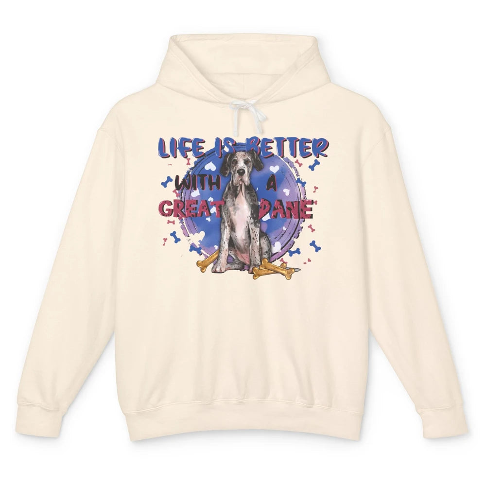 Life Is Better With A Great Dane Dog Mom Great Dane Lovers Unisex Lightweight Hoodie