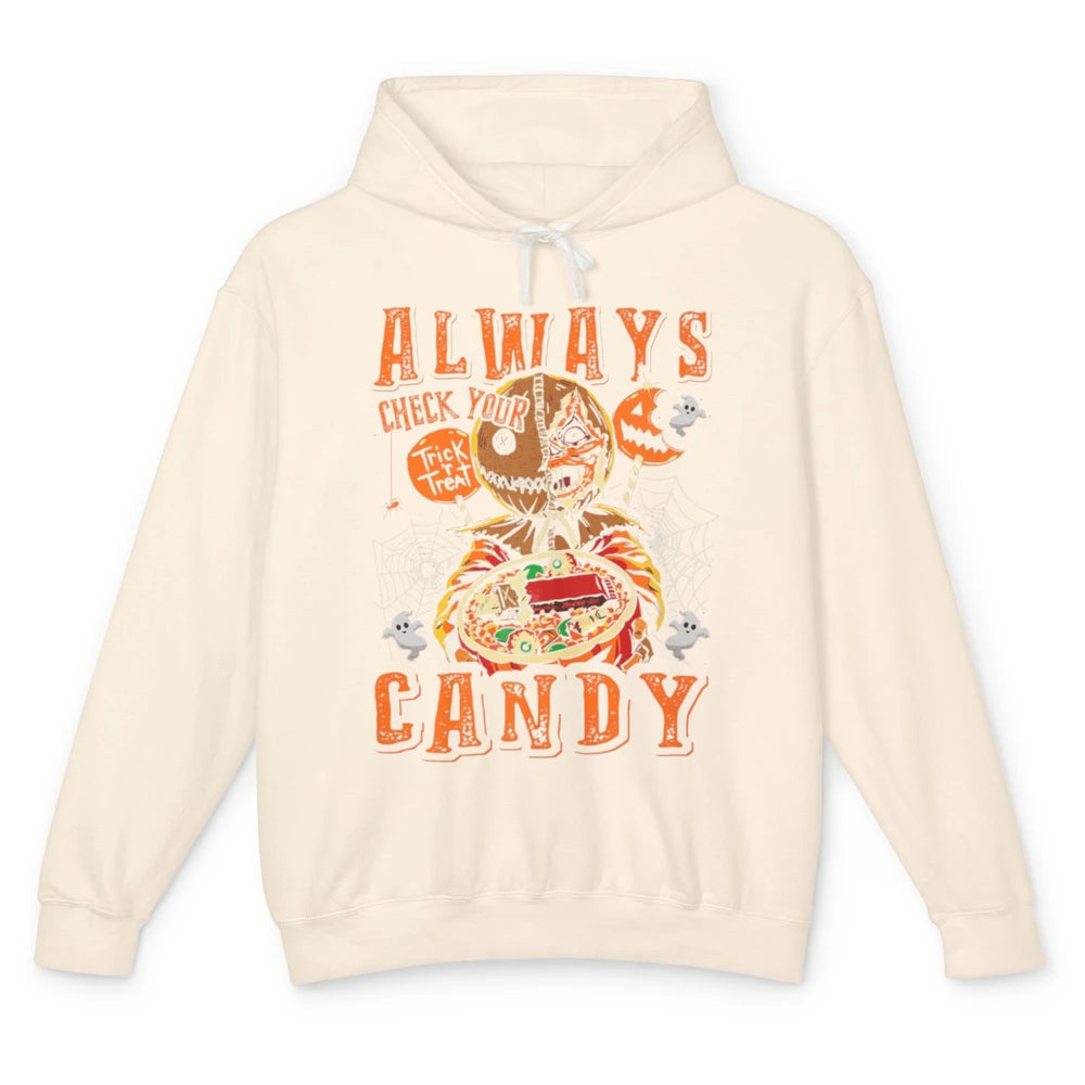 Always Check Your Candy Trick Treat Pumpkin Spooky Halloween Unisex Lightweight Hoodie