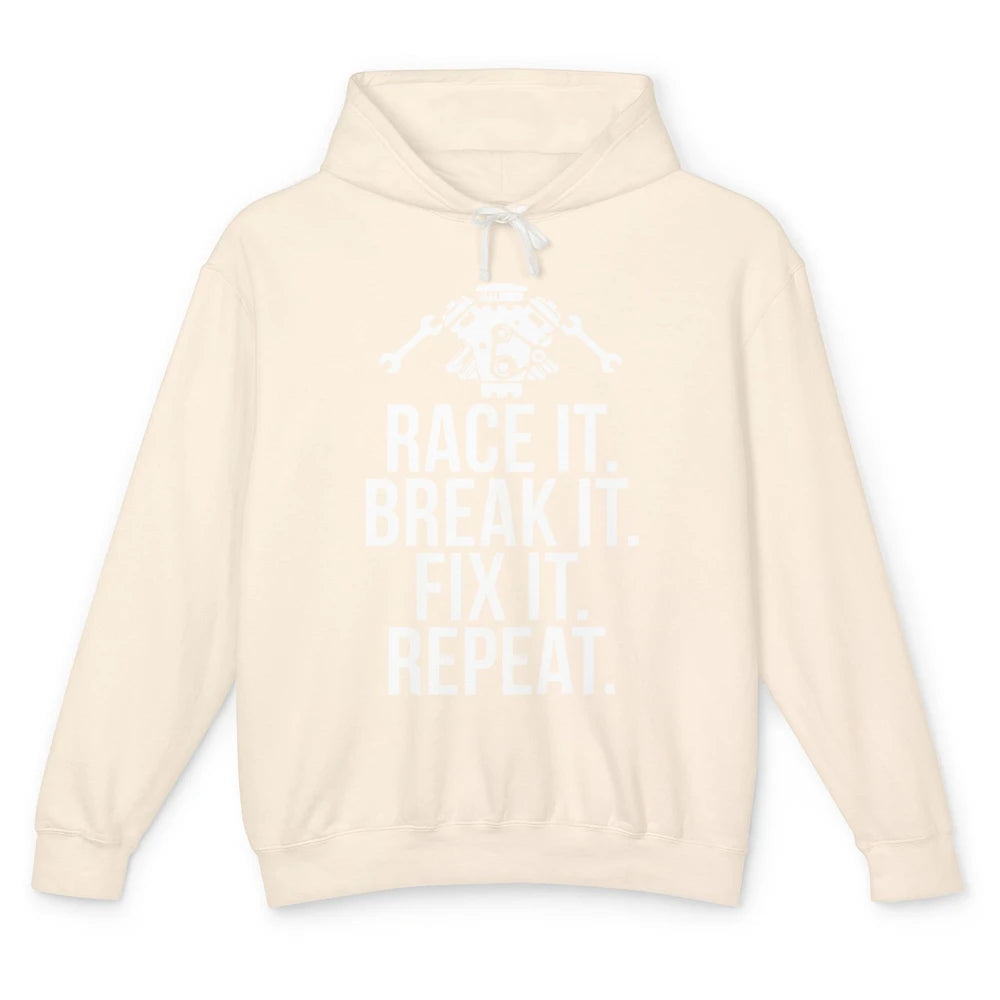 Race Break Fix It Dirt Racing Retro Sprint Car Speed Truck Unisex Lightweight Hoodie