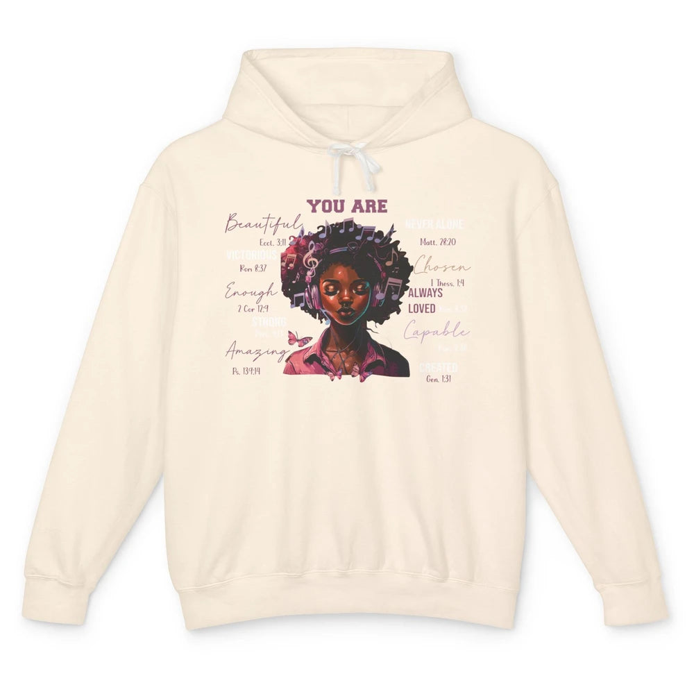 Black Girl Christian God Says I Am Bible Verse Religious Unisex Lightweight Hoodie