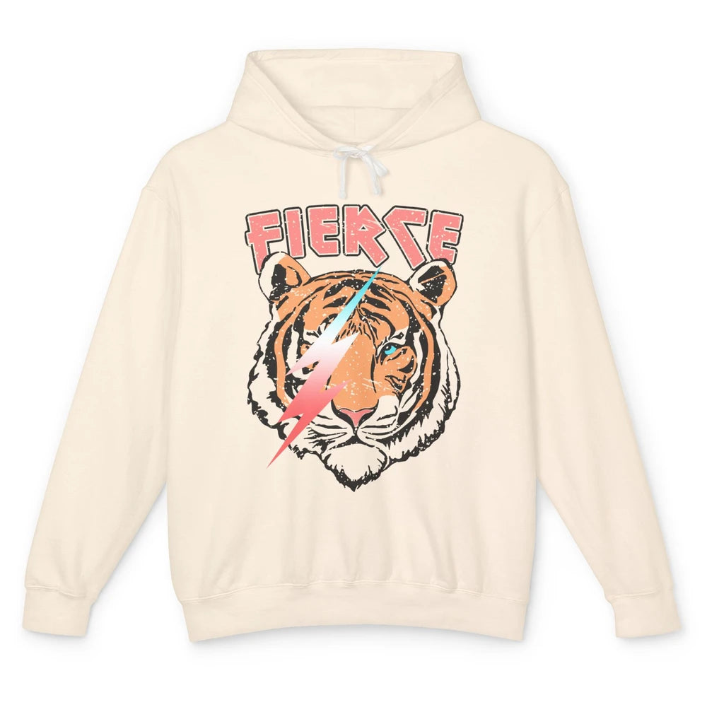 Retro Tiger Lightning Bolt Fierce Western Country Lighting Unisex Lightweight Hoodie