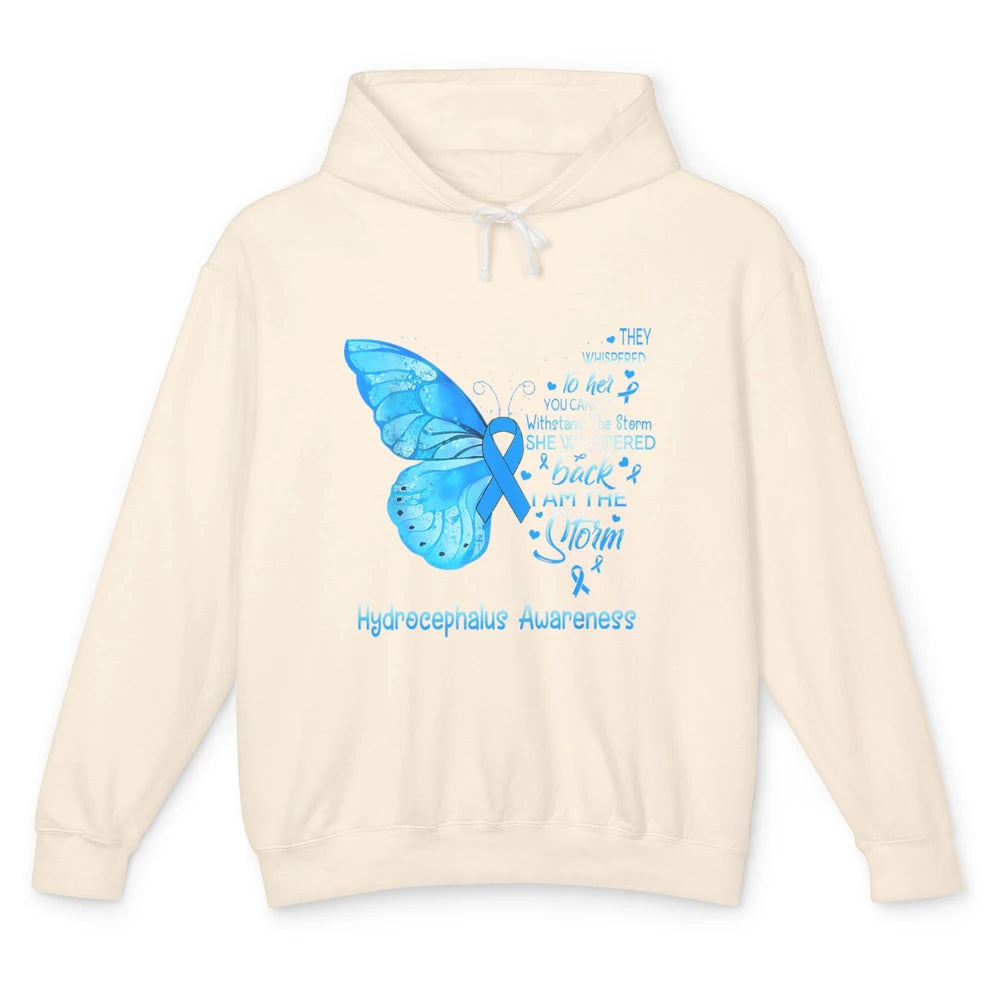 The Storm Butterfly Blue Warrior Hydrocephalus Cancer Month Unisex Lightweight Hoodie