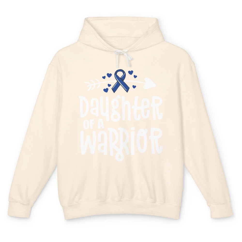 Warrior Daughter Colon Cancer Colorectal Dark Blue Ribbon Unisex Lightweight Hoodie