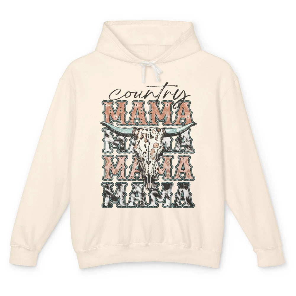 Leopard Boho Bull Skull Country Mama Desert Spirit Western Unisex Lightweight Hoodie