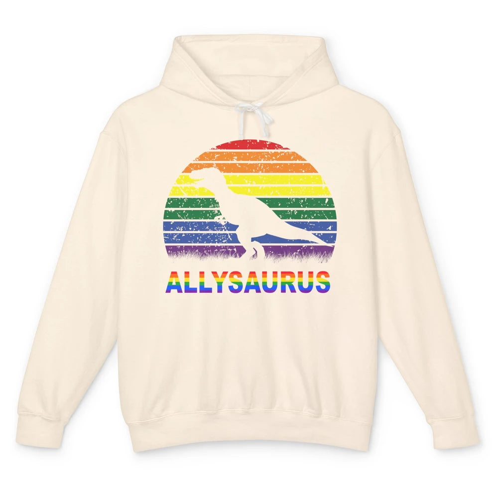 Vintage Allysaurus T-rex Dinosaur LGBT Gay Pride Month Unisex Lightweight Hoodie