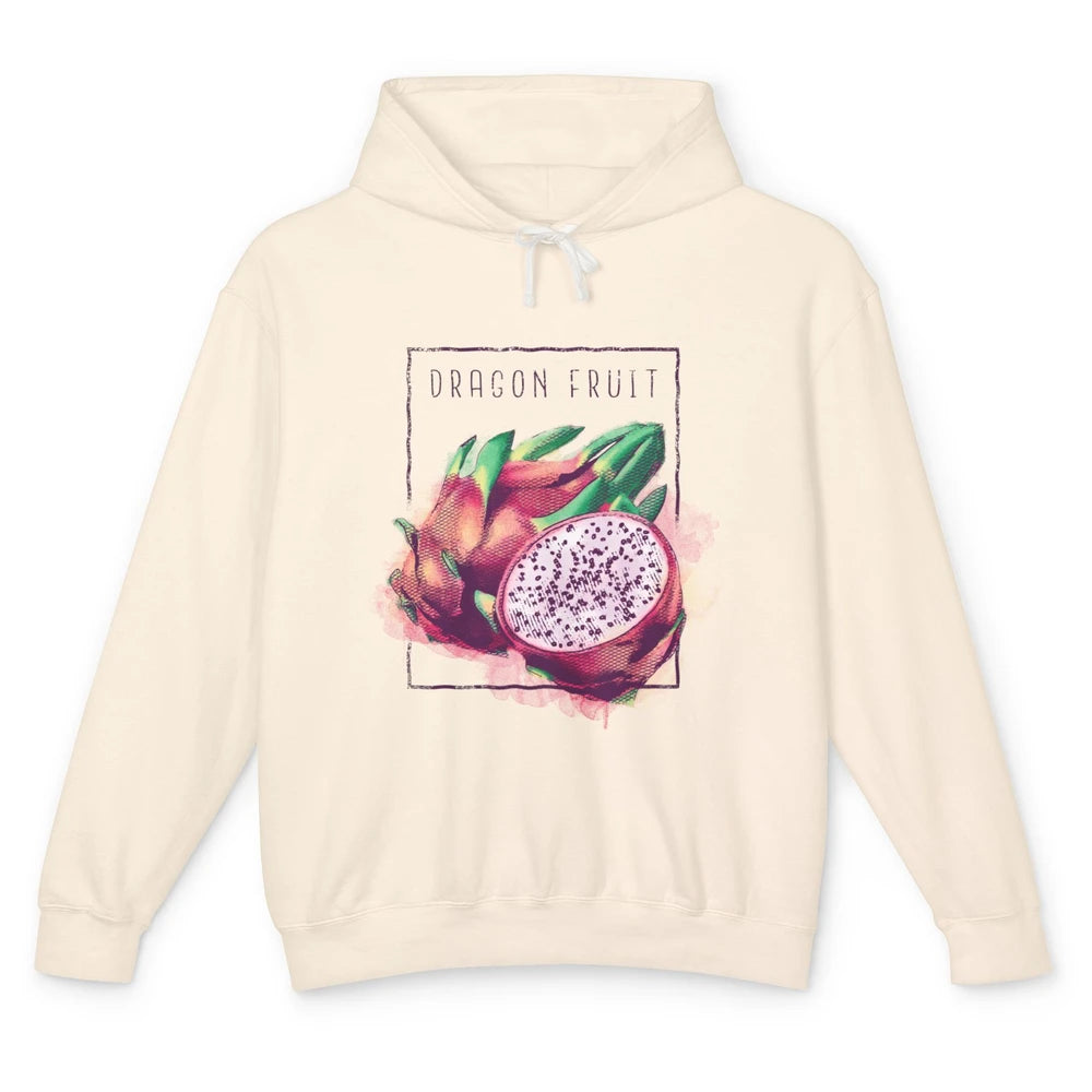 Watercolor Dragonfruit Tropical Paradise Summer Vegan Fruit Unisex Lightweight Hoodie