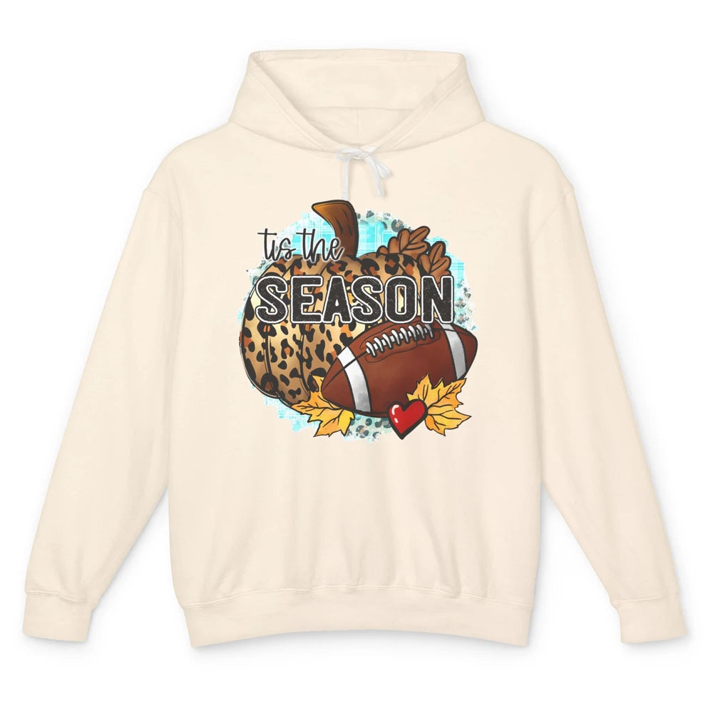 Leopard Football Pumpkin Tis The Season Fall Leaves Autumn Unisex Lightweight Hoodie