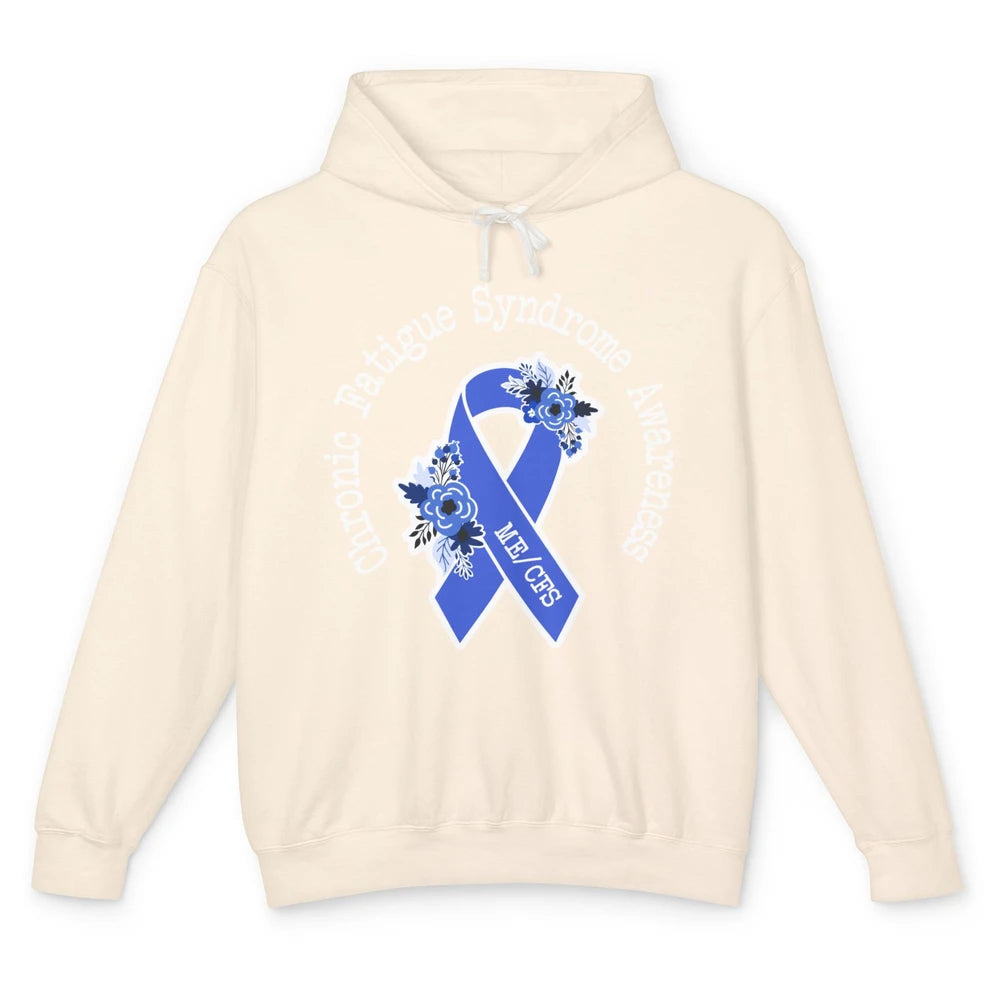 ME/CFS Chronic Fatigue Syndrome Awareness Floral Blue Ribbon Unisex Lightweight Hoodie