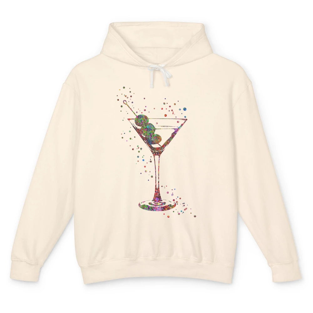 Watercolor Glass Of Martini Cocktails Wine Shot Alcoholic Unisex Lightweight Hoodie