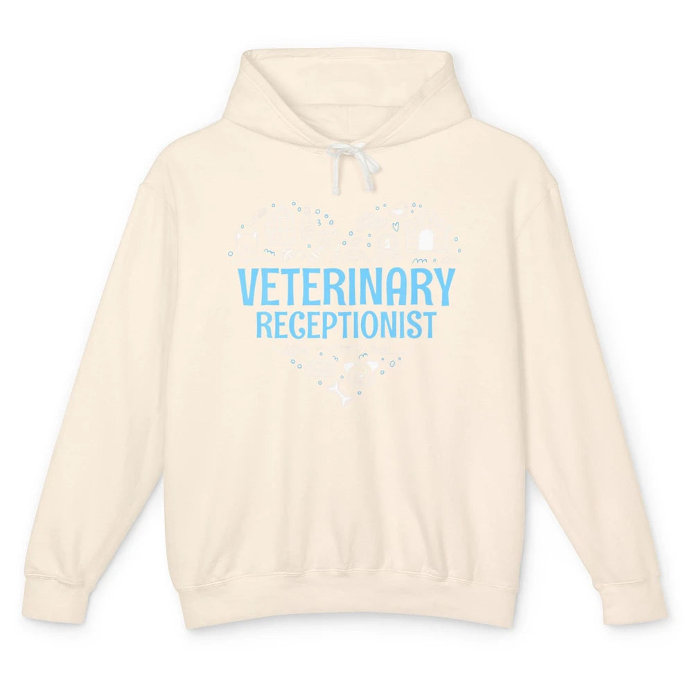 Veterinary Receptionist Vet Secretary Animal Pet Heart Love Unisex Lightweight Hoodie