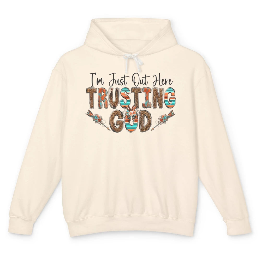 Out Here Trusting God Jesus Religion Christian Floral Bible Unisex Lightweight Hoodie