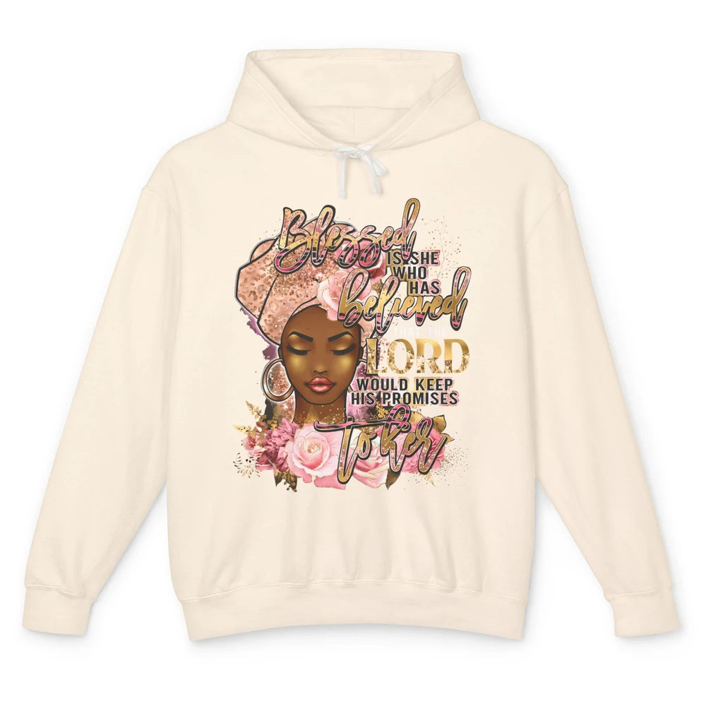 Afro Woman Blessed Is She Who Believed God African Christian Unisex Lightweight Hoodie