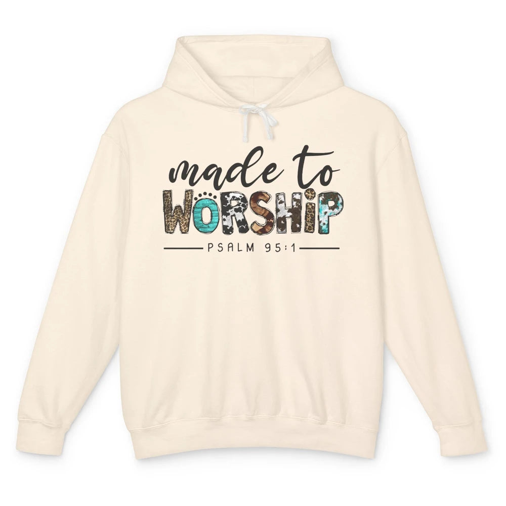 Leopard Made To Worship Bible Christian Western Country Unisex Lightweight Hoodie