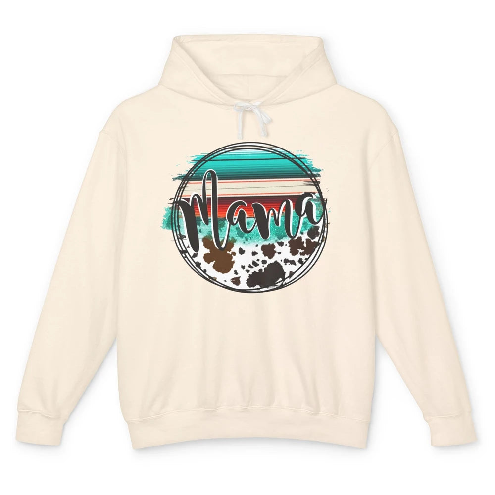 Western Country Boho Mama Cowhide Turquoise Western Mama Unisex Lightweight Hoodie