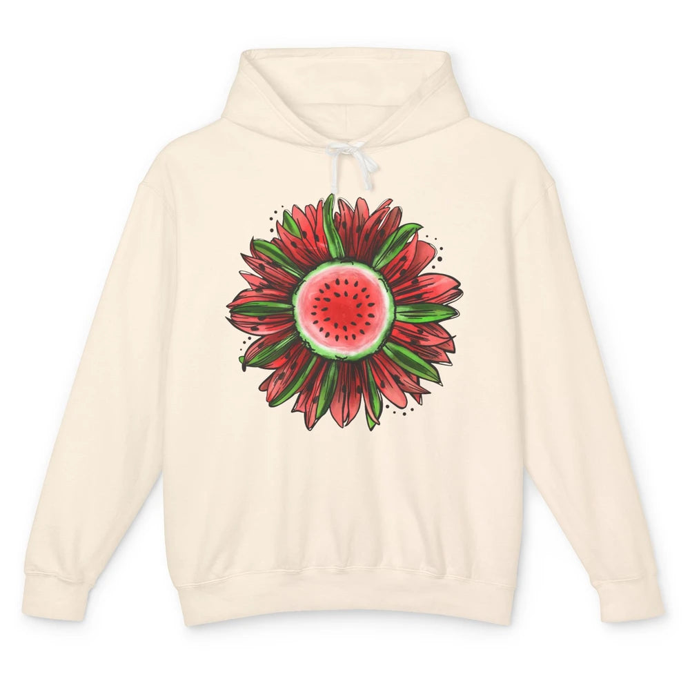 Watermelon Sunflower Summer Peace Love Watermelon Lover Gift Unisex Lightweight Hoodie