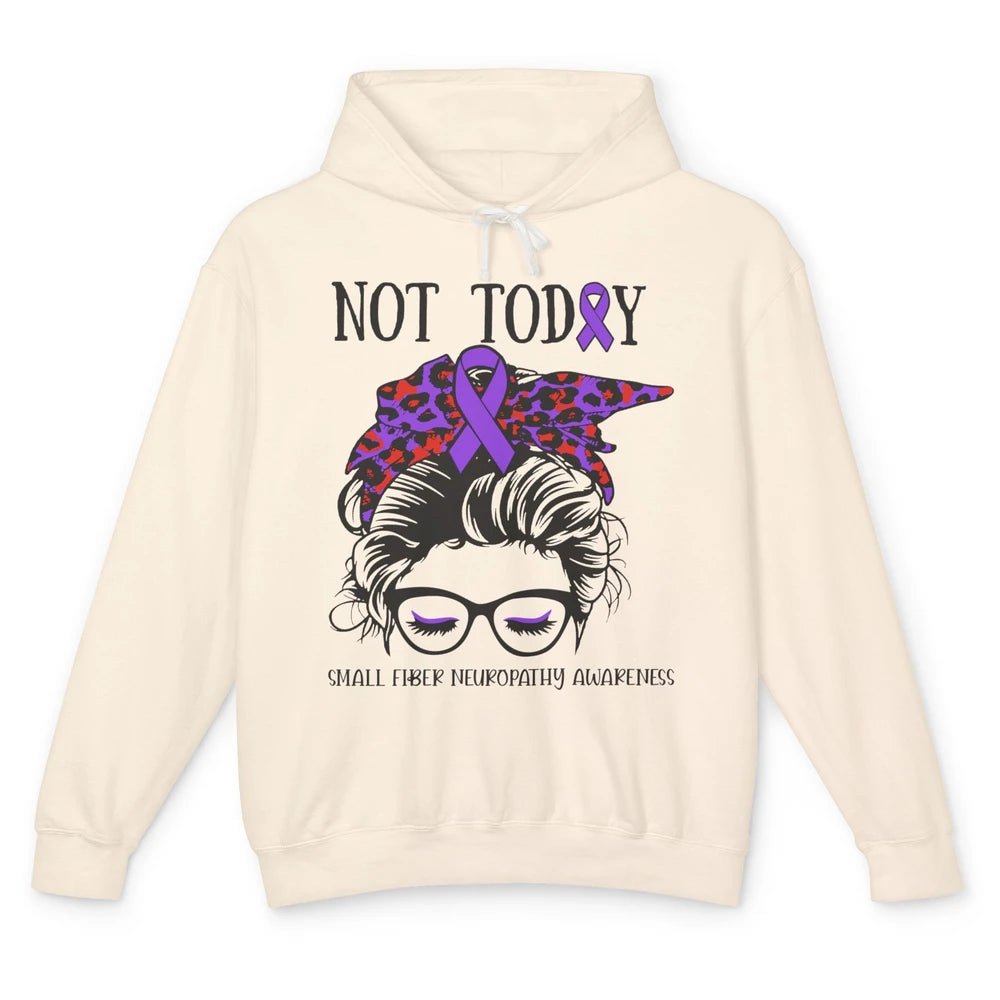 Small Fiber Neuropathy Awareness Ribbon Messy Bun Not Today Unisex Lightweight Hoodie