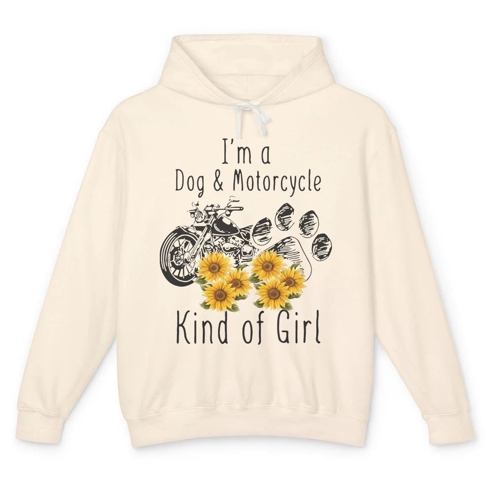 Retro Sunflower Motorbike I'm Dog Motorcycle Kinda Girl Gift Unisex Lightweight Hoodie