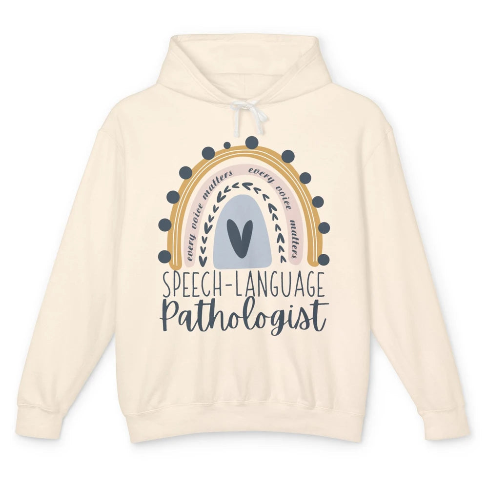 Speech Language Pathologist Every Voice Matters Rainbow SLP Unisex Lightweight Hoodie