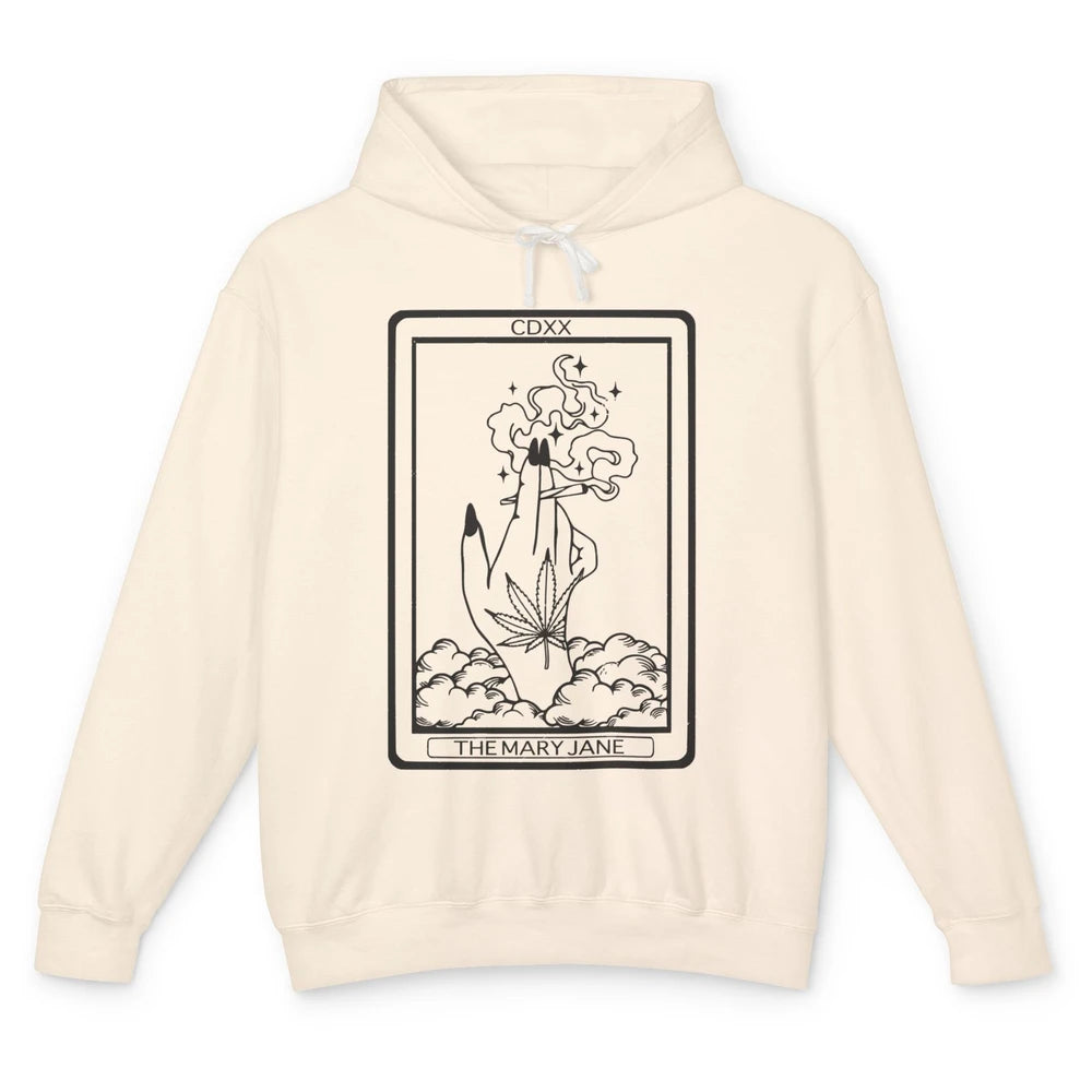 Vintage Weed Mary Jane Tarot Card Weed Smoker Smoking Lady Unisex Lightweight Hoodie