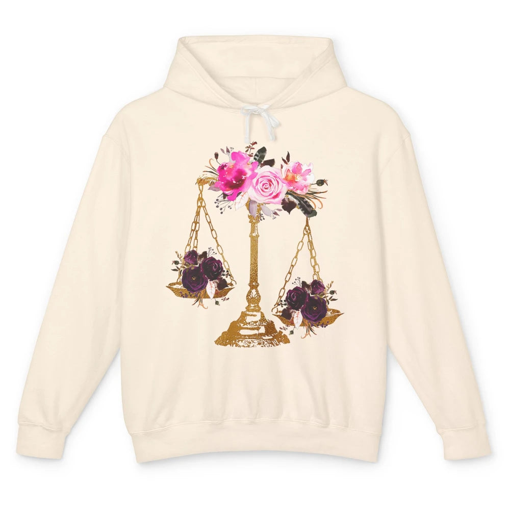 Wildflowers Lawyer Office Scales Roses Justice Law School Unisex Lightweight Hoodie