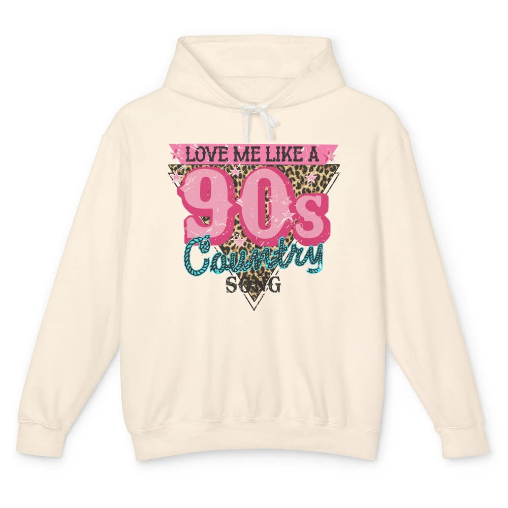 Retro Leopard Love Me Like 90s Country Song Western Cowgirl Unisex Lightweight Hoodie