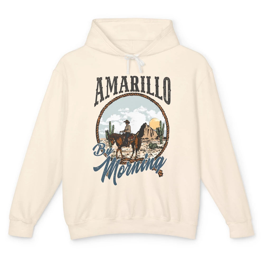 Retro Desert Cowboy Riding Horse Amarillo By Morning Western Unisex Lightweight Hoodie