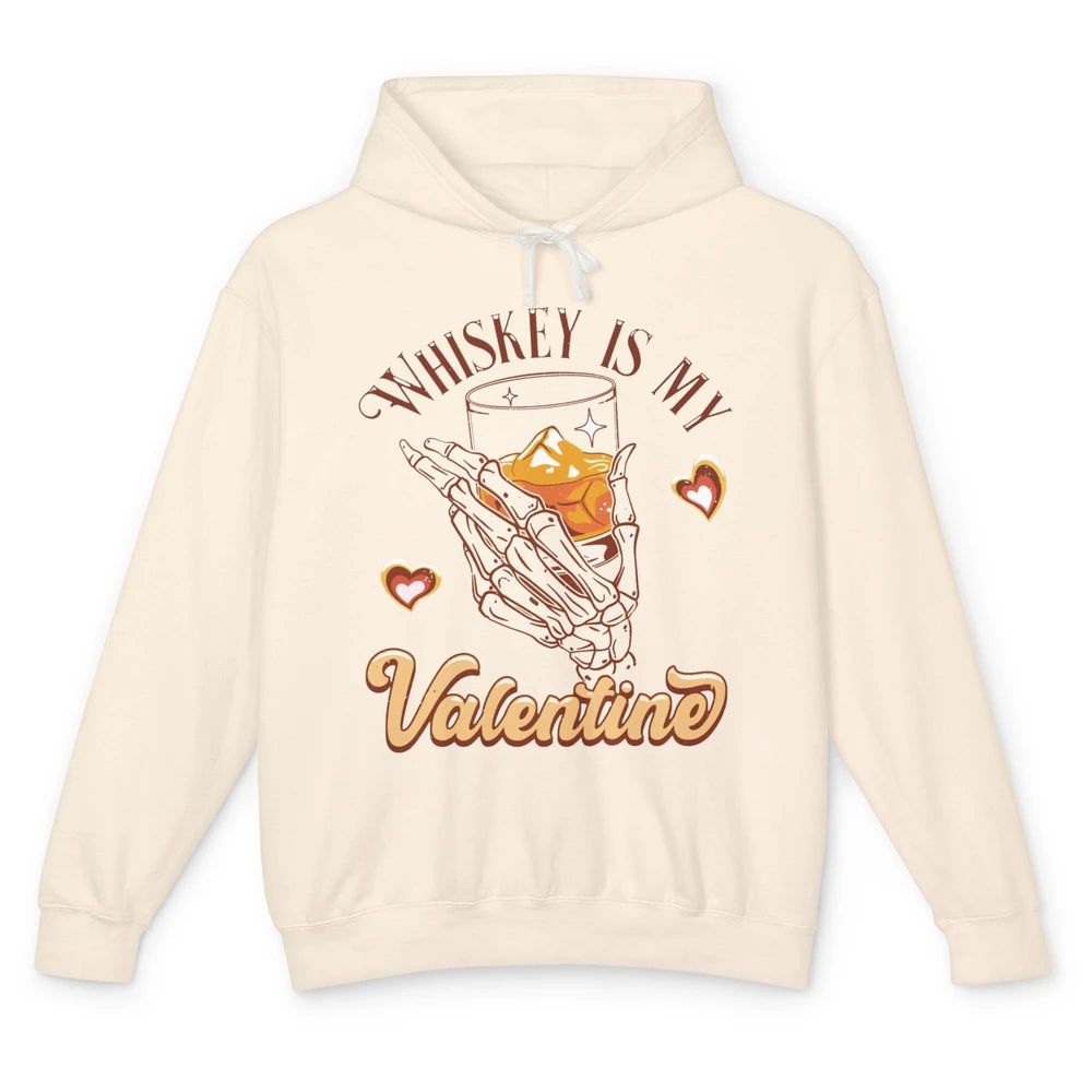 Whiskey is My Valentine Western Drinking Skeleton Valentine Unisex Lightweight Hoodie