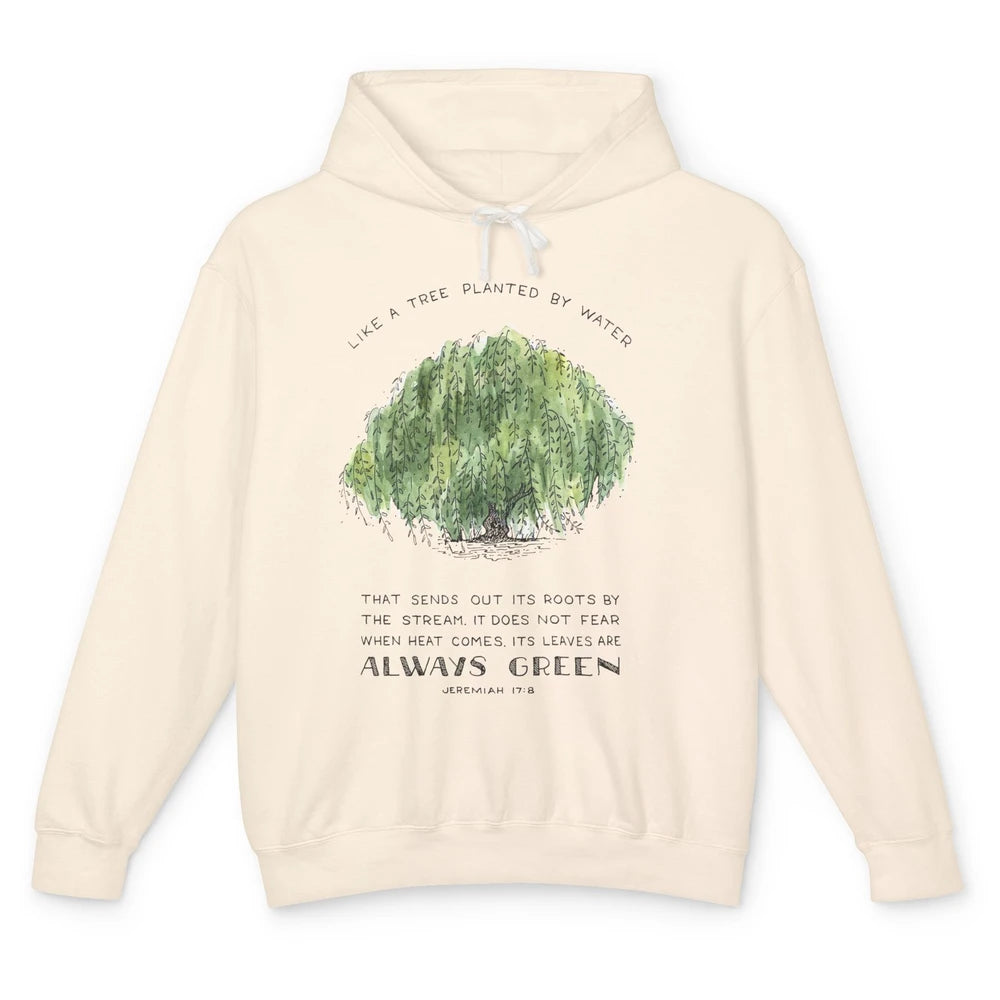 Christian Like A Tree Planted By Water Bible Verse Religious Unisex Lightweight Hoodie