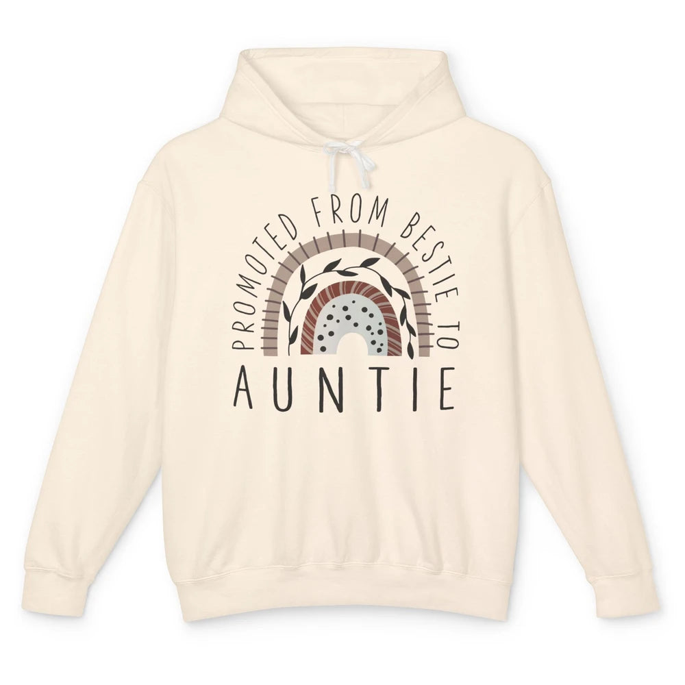 Rainbow Promoted From Bestie To Auntie Pregnancy Reveal Gift Unisex Lightweight Hoodie