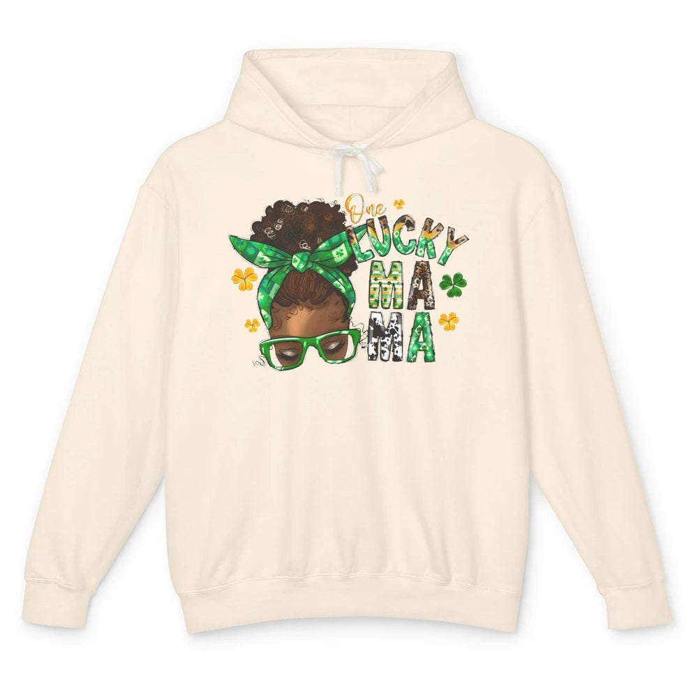 One Lucky Mama Afro Mom St Patrick's Day Black Mother Gift Unisex Lightweight Hoodie