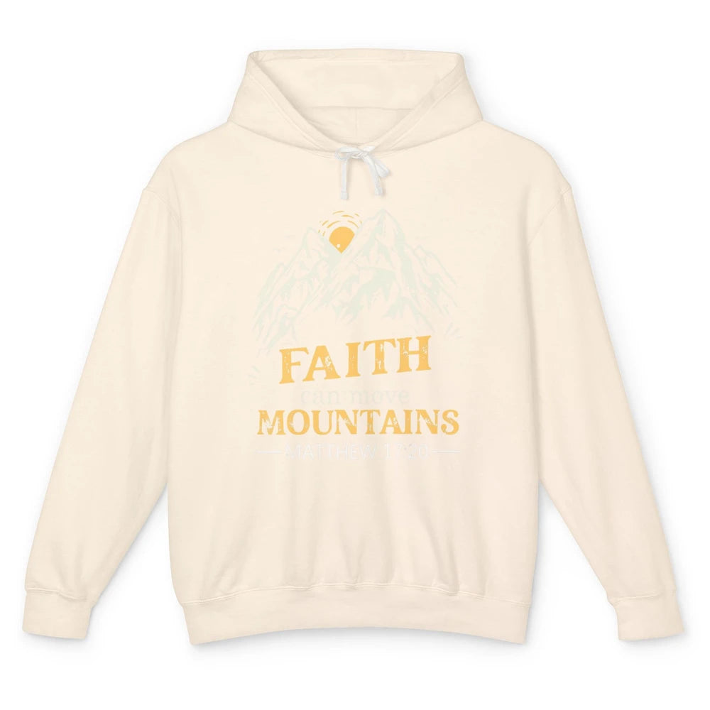 Faith Move Mountains Retro Jesus Christian Cross Bible Verse Unisex Lightweight Hoodie