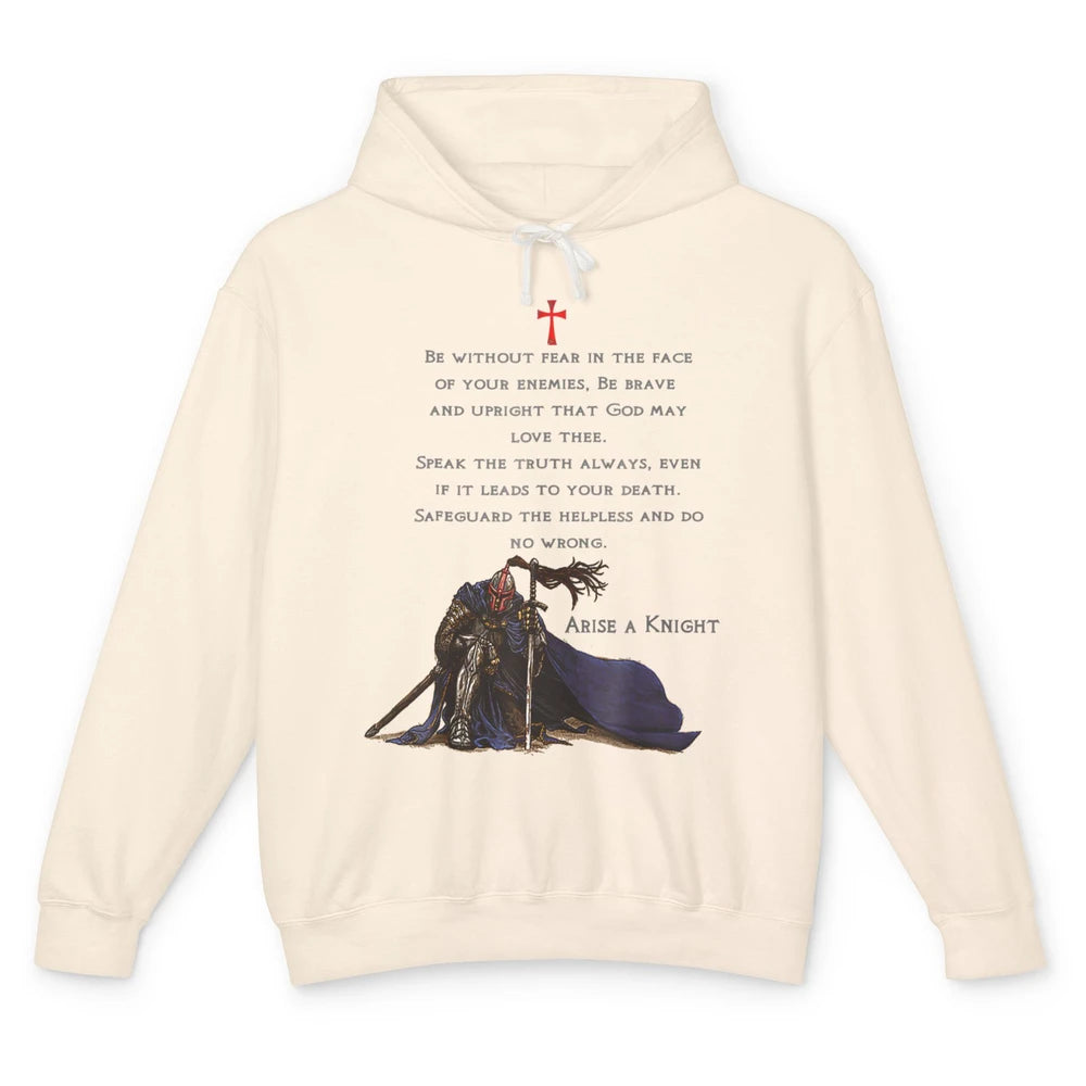 Knight Templar Without Fear In Face Kneel Before God Christ Unisex Lightweight Hoodie