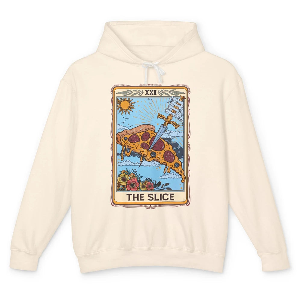 Funny Floral The Slice Tarot Card Pizza Fast Food Vintage Unisex Lightweight Hoodie