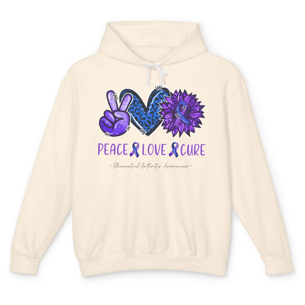 Rheumatoid Arthritis Ribbon Peace Love Cure Sunflower Unisex Lightweight Hoodie