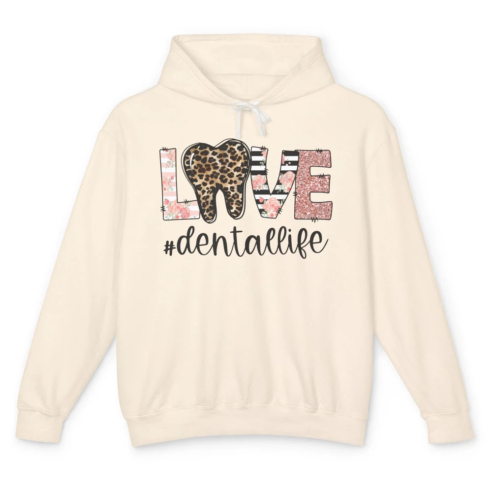 Leopard Teeth Love Dental Life Dental Hygienist Dentistry Unisex Lightweight Hoodie