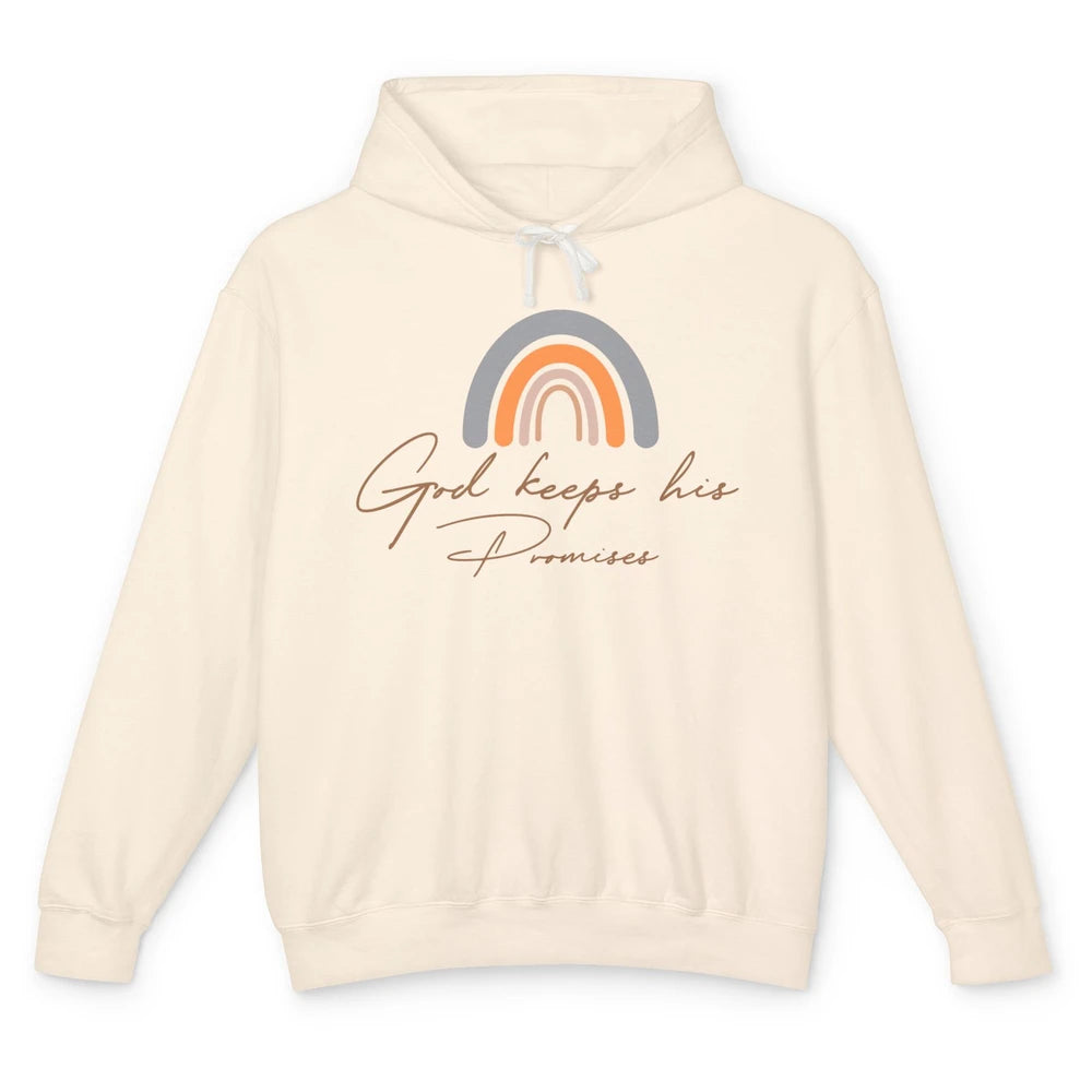 Boho Rainbow God Keeps His Promises Christian Religious Unisex Lightweight Hoodie