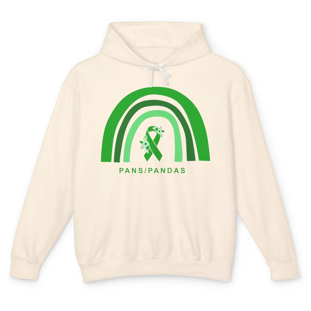 PANS/PANDAS Awareness Floral Green Ribbon Rainbow Pans Unisex Lightweight Hoodie