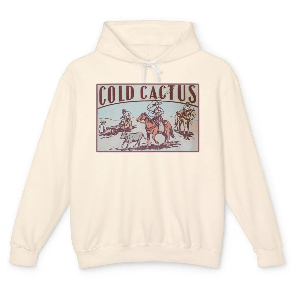 Retro Cowboy Horseback Rider Cold Cactus Western Country Unisex Lightweight Hoodie