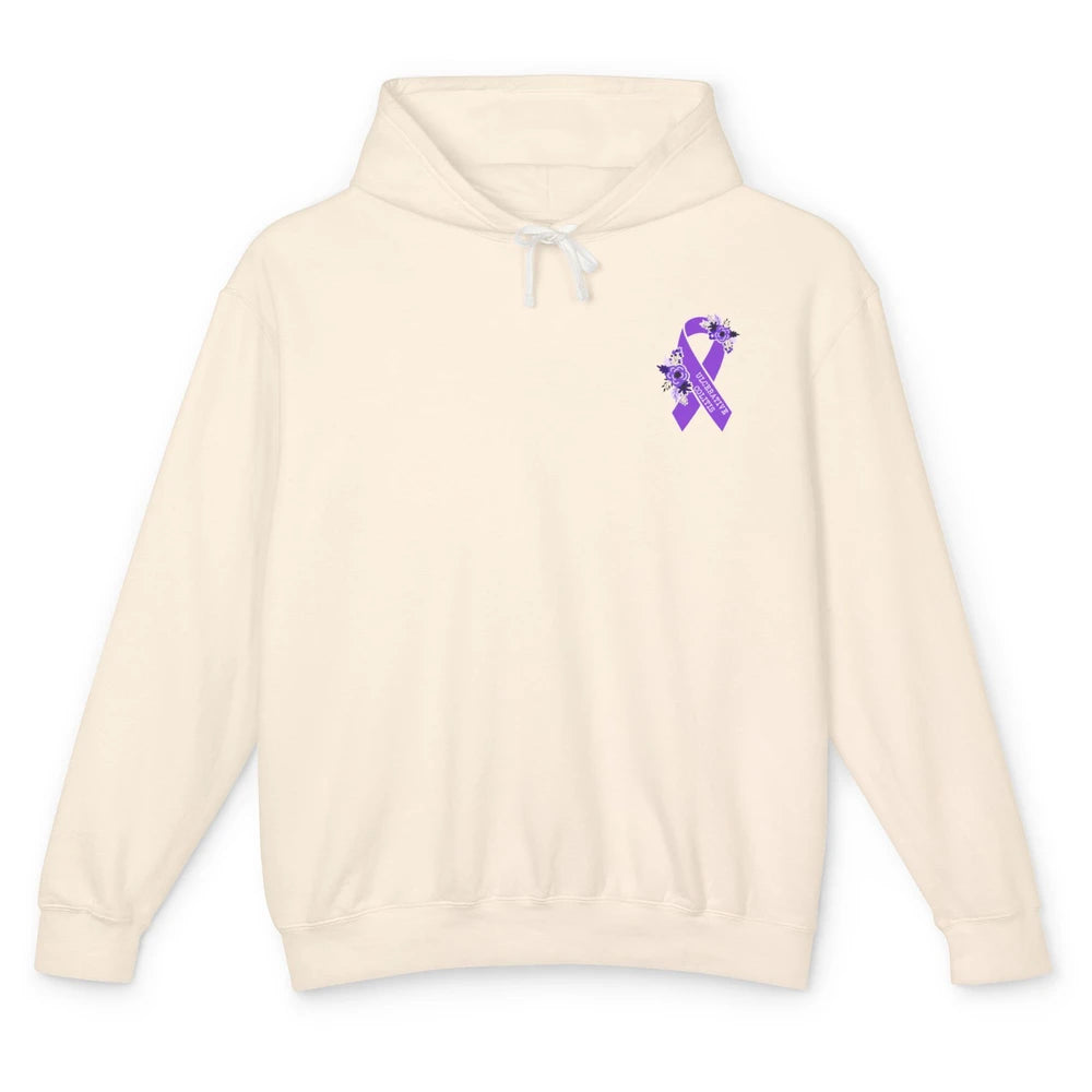 Ulcerative Colitis Awareness Floral Purple Ribbon Colitis Unisex Lightweight Hoodie