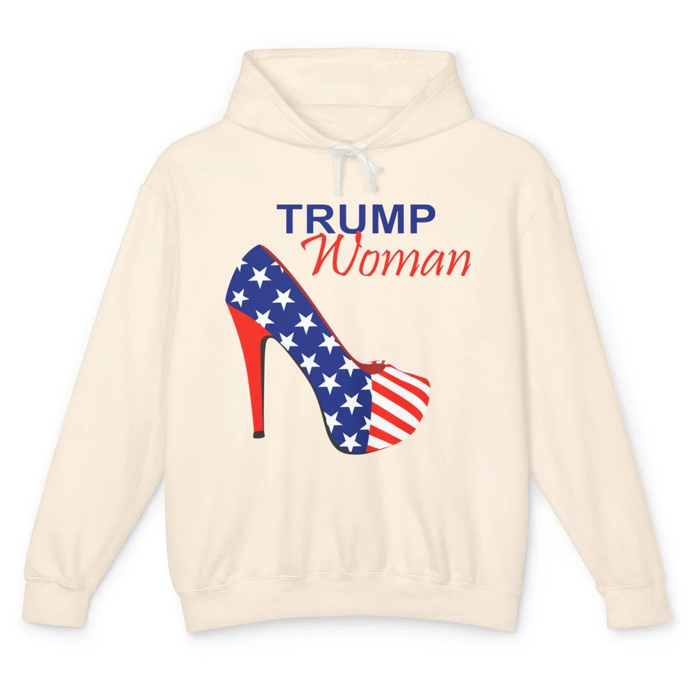 Trump Woman American Flag High Heel Republican Trump Support Unisex Lightweight Hoodie