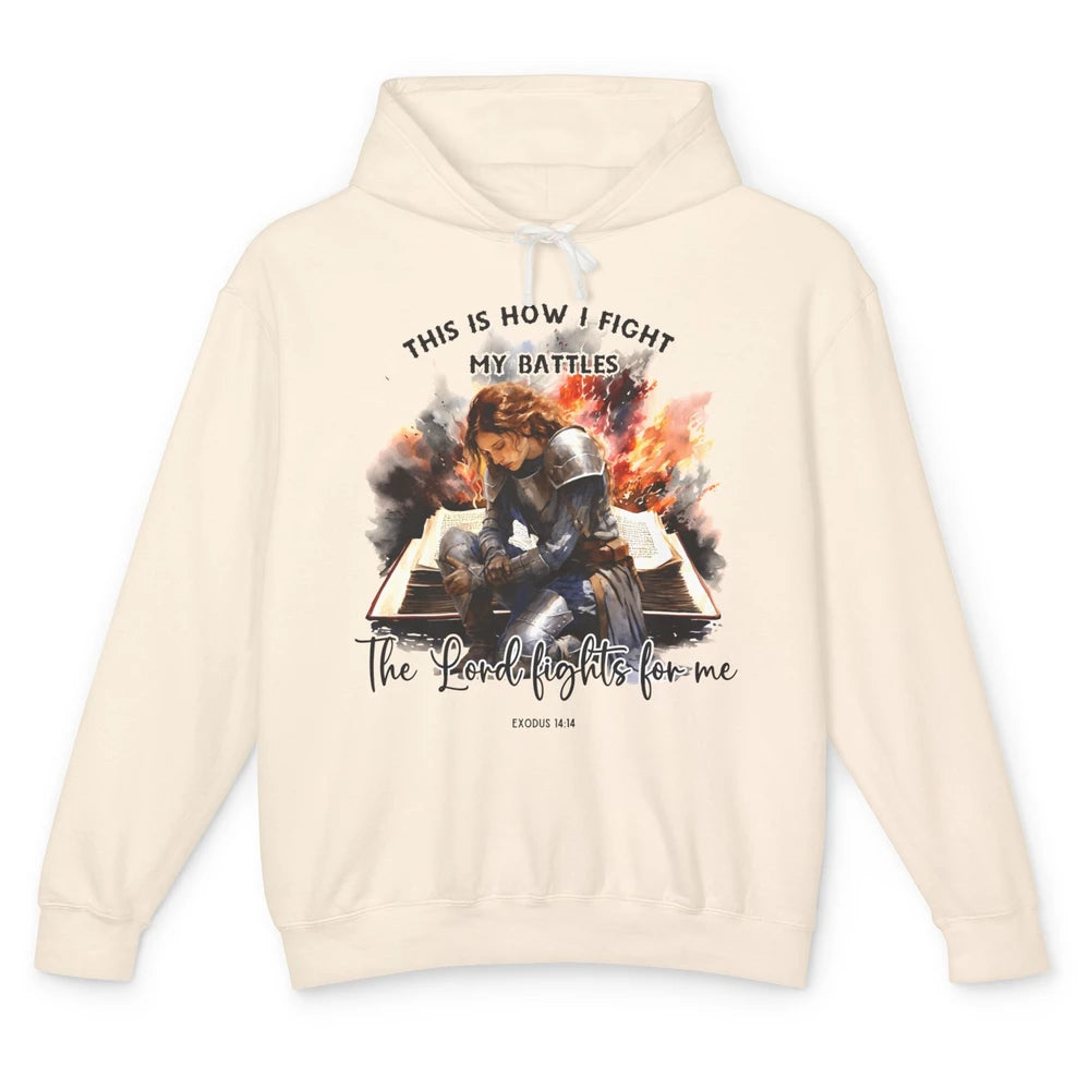 Christian Woman This Is How I Fight My Battles Bible Verse Unisex Lightweight Hoodie