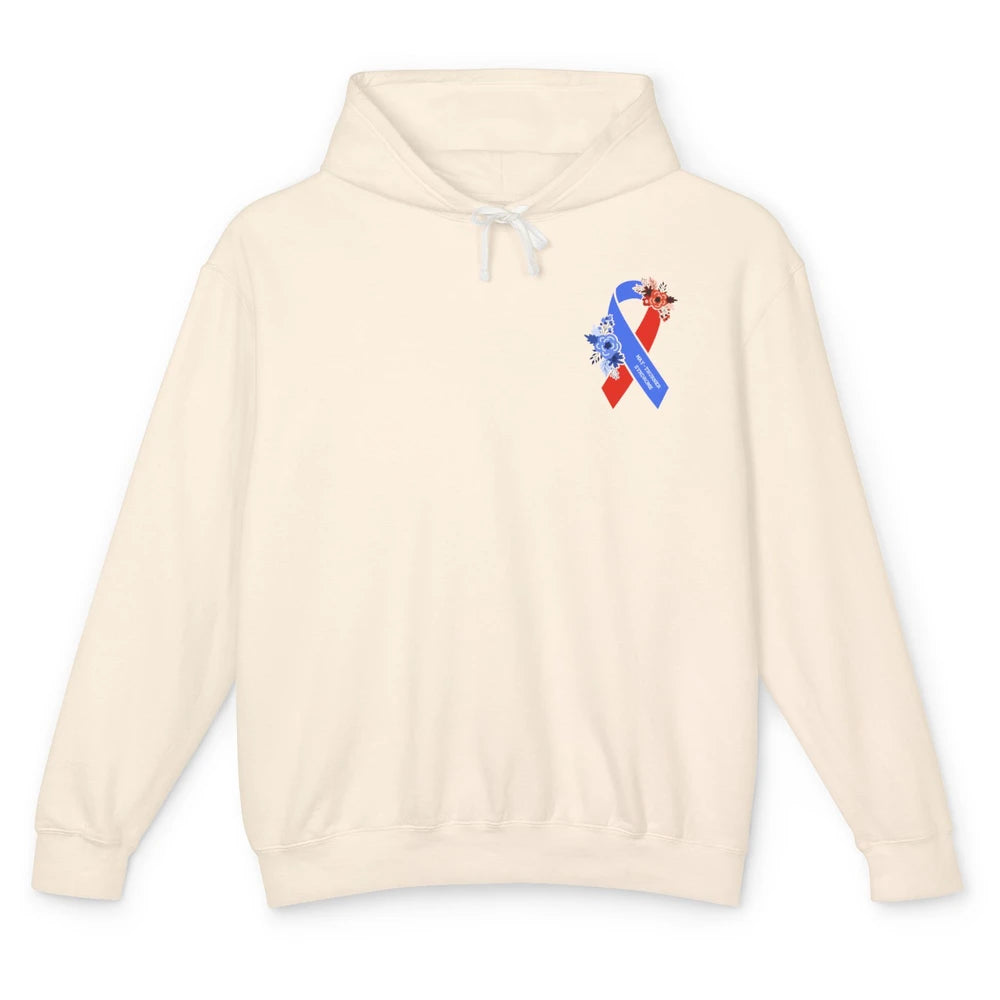 May-thurner Syndrome Awareness Floral Red Blue Ribbon Gift Unisex Lightweight Hoodie