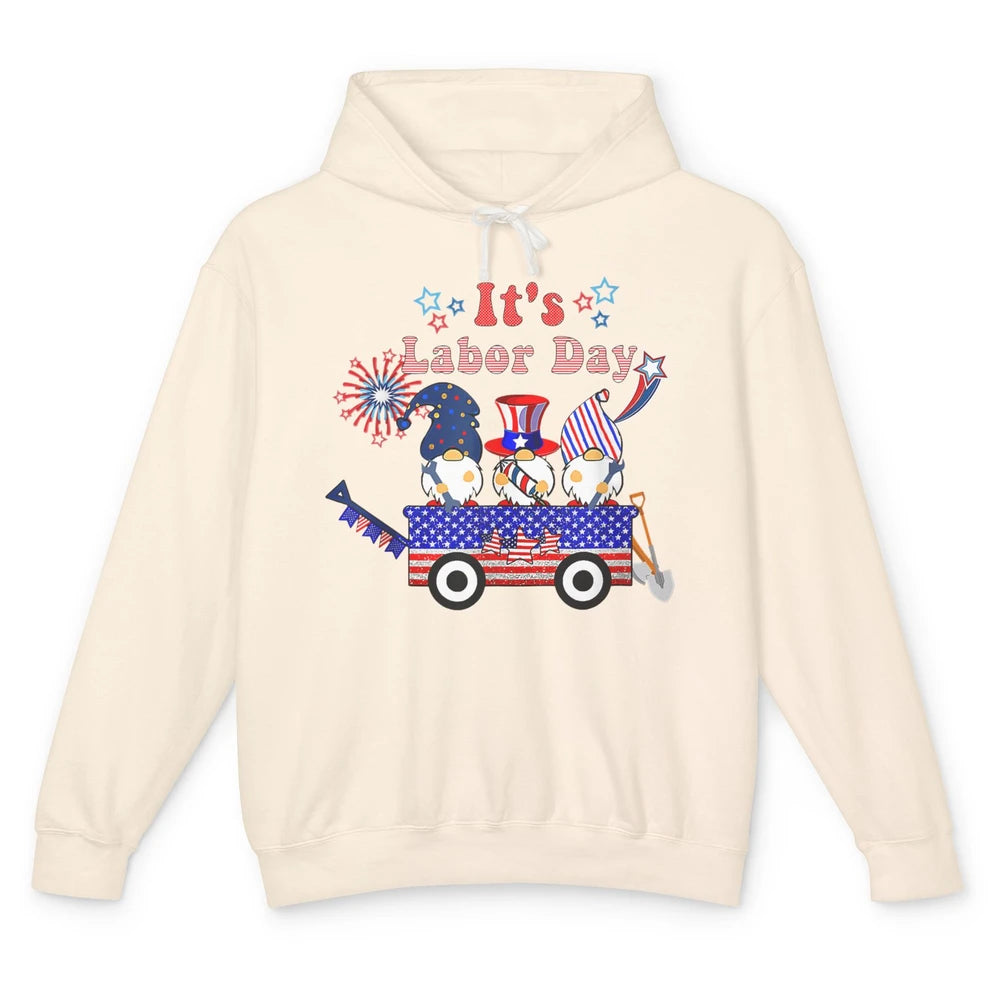 Funny Gnomes Gnomies Happy Labor Day Party American Flag Unisex Lightweight Hoodie