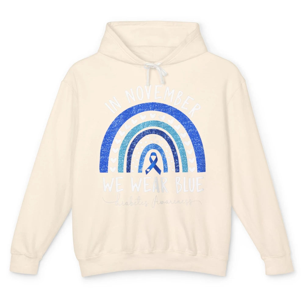 November Wear Blue Diabetes Awareness Rainbow Diabetic T1D Unisex Lightweight Hoodie